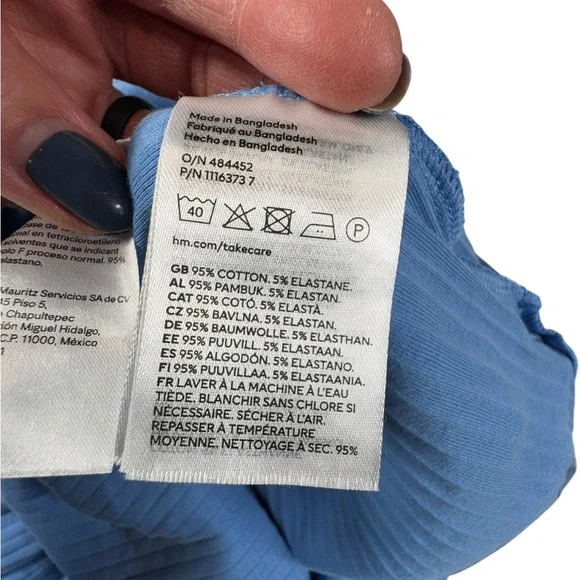 H&M MAMA Womens Ribbed Sleeveless Dress Light Blue Size Large Maternity 0081 - Picture 7 of 7